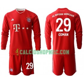 Bayern Monaco Kingsley Coman 29 Bambino Maglia Prima 2020/2021 Manica Lunga (+ Pantaloncini)